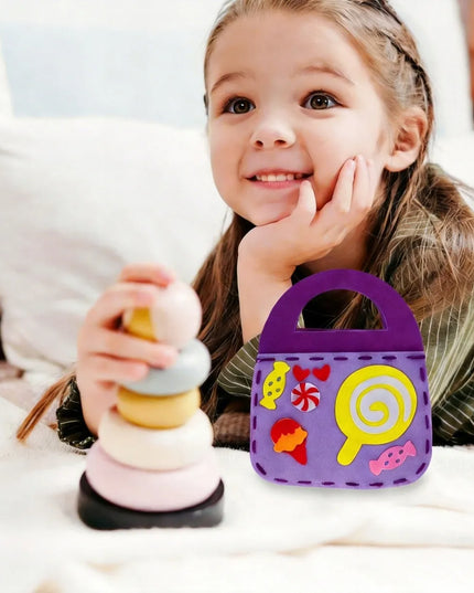 Vaikiškas siuvimo mokymosi rinkinys „Montessori“: 6 veltinio rankinės „pasidaryk pats“
