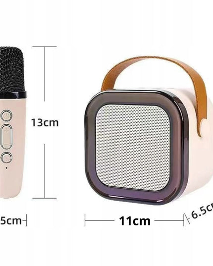 K12 karaoke rinkinys su „Bluetooth“ garsiakalbiu ir 2 mikrofonais, rožinis