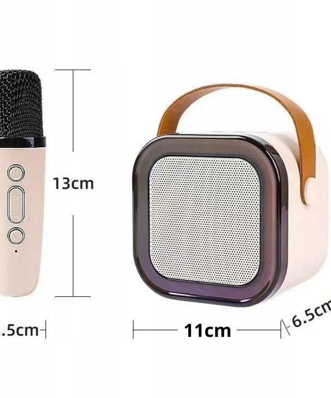 K12 karaoke rinkinys su „Bluetooth“ garsiakalbiu ir 2 mikrofonais, rožinis