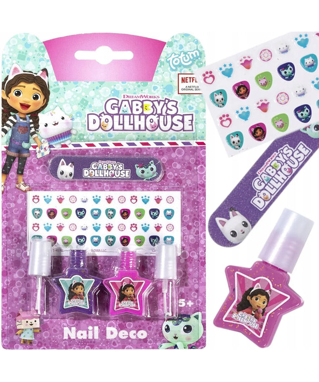 TOTUM nagų dekoravimo rinkinys vaikams „Gabby’s Dollhouse“ – lakai, dildė ir lipdukai