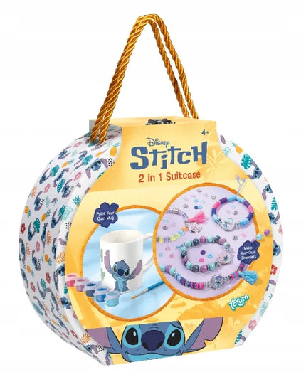„Stitch“ apyrankių gamybos rinkinys lagaminėlyje 2 viename su puodeliu dekoruoti