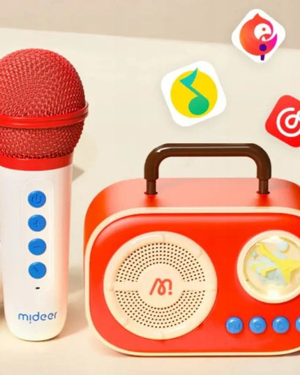 Mideer vaikiškas karaoke rinkinys su 2 belaidžiais mikrofonais, „Bluetooth“ ir balso efektais, 3+
