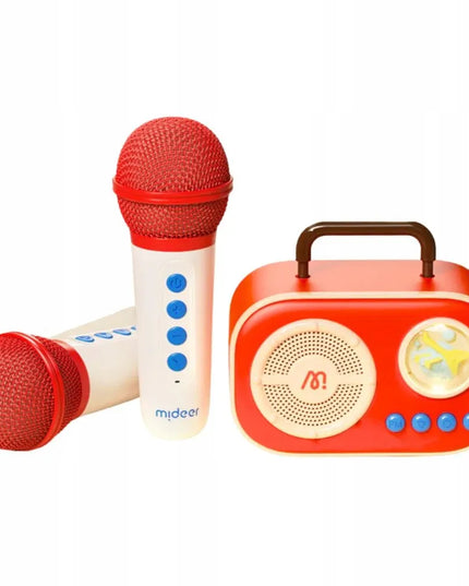 Mideer vaikiškas karaoke rinkinys su 2 belaidžiais mikrofonais, „Bluetooth“ ir balso efektais, 3+
