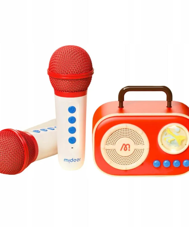 Mideer vaikiškas karaoke rinkinys su 2 belaidžiais mikrofonais, „Bluetooth“ ir balso efektais, 3+