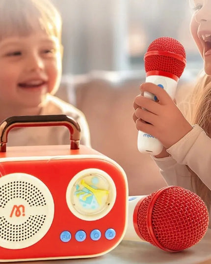 Mideer vaikiškas karaoke rinkinys su 2 belaidžiais mikrofonais, „Bluetooth“ ir balso efektais, 3+