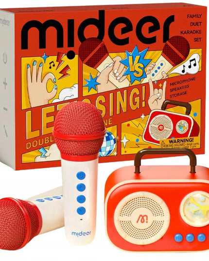 Mideer vaikiškas karaoke rinkinys su 2 belaidžiais mikrofonais, „Bluetooth“ ir balso efektais, 3+