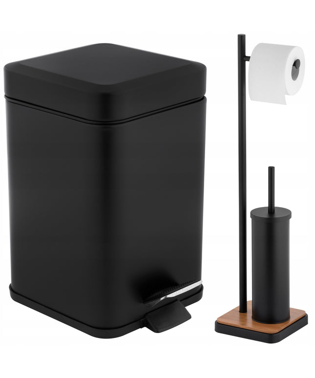 Vonios komplektas: šiukšliadėžė, tualetinio popieriaus stovas, WC šepetys