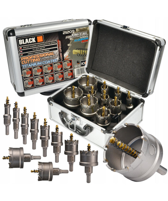 Smart Tools karbidinių skylamušių rinkinys metalui, 10 dalių, 16–53 mm, BLACK