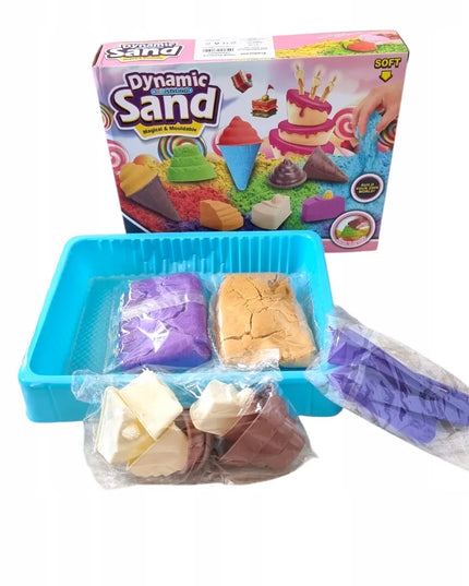 Kinetinio smėlio rinkinys „Ledai ir desertai“ su formelėmis, 500 g