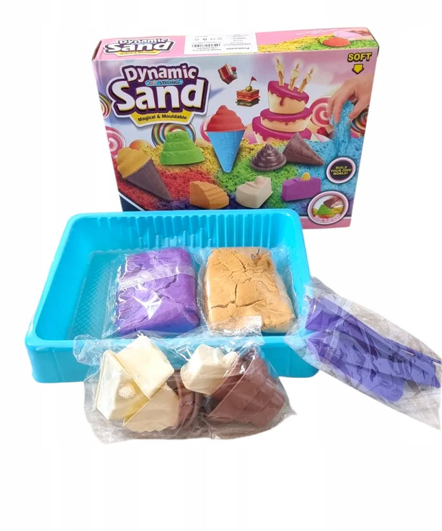 Kinetinio smėlio rinkinys „Ledai ir desertai“ su formelėmis, 500 g