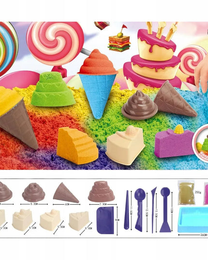 Kinetinio smėlio rinkinys „Ledai ir desertai“ su formelėmis, 500 g