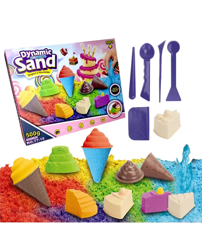 Kinetinio smėlio rinkinys „Ledai ir desertai“ su formelėmis, 500 g