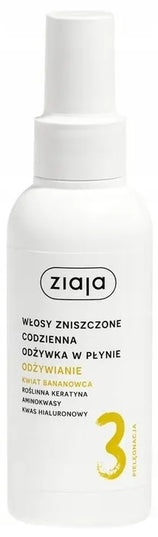 Ziaja bananų žiedų kondicionierius, nenuplaunamas skystas kondicionierius, pažeistiems plaukams, 125 ml