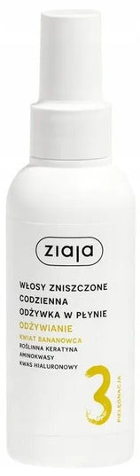 Ziaja bananų žiedų kondicionierius, nenuplaunamas skystas kondicionierius, pažeistiems plaukams, 125 ml