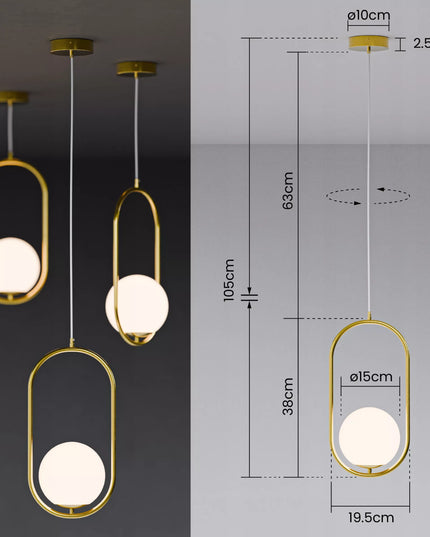 Smartled auksinis pakabinamas lubinis šviestuvas LED E27