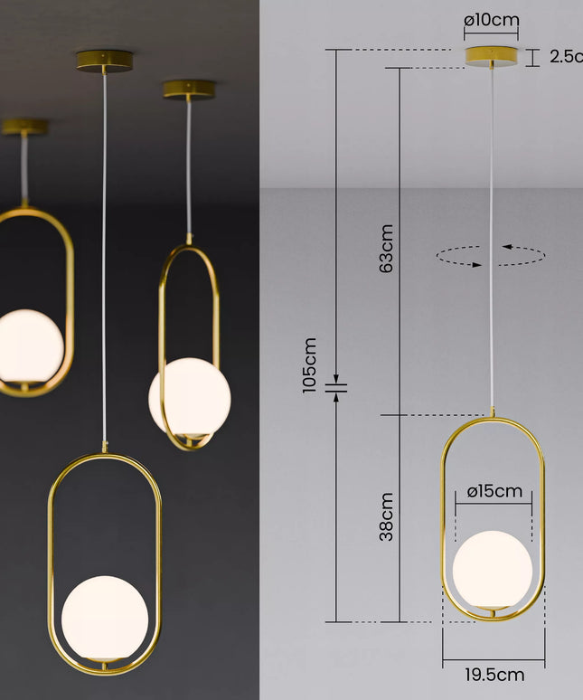 Smartled auksinis pakabinamas lubinis šviestuvas LED E27