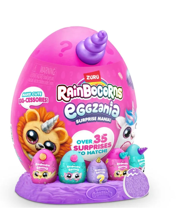 ZURU Rainbocorns Eggzania Surprise Mania vienaragio pliušinis žaislas, 28 cm
