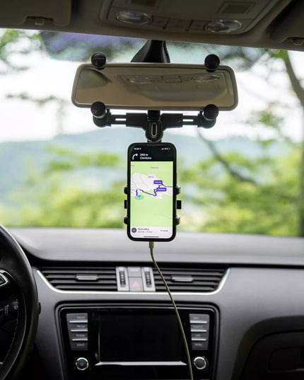 AUTOMOBILINIS TELEFONO LAIKIKLIS ANT GALINIO VAIZDO VEIDRODĖLIO TVIRTAS