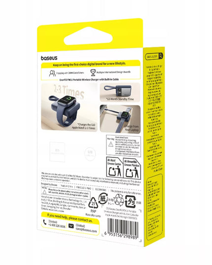 Baseus 5W išorinė baterija skirta Watch 1-10, SE, SE 2, Ultra, Ultra 2 su USB-C laidu