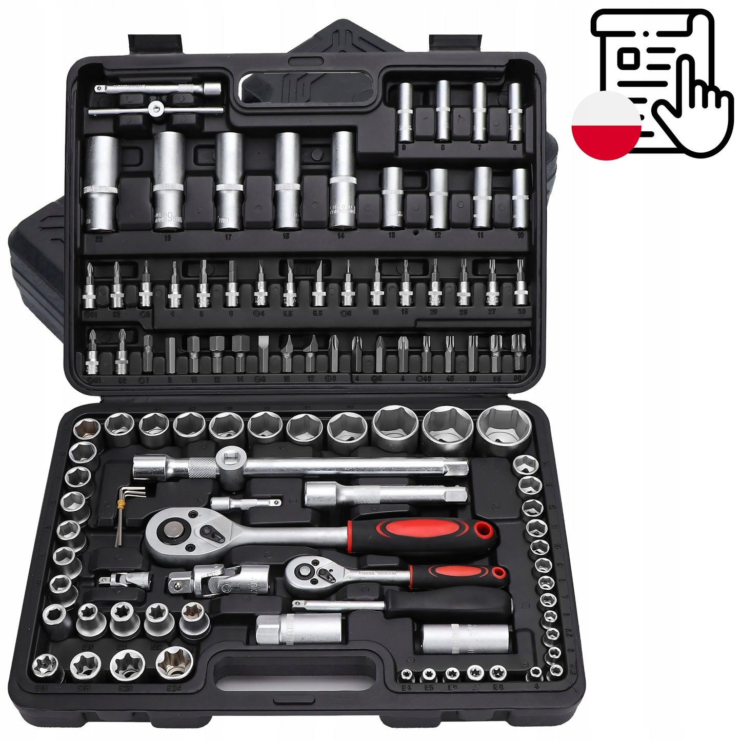 Lizdinių raktų rinkinys 108 vnt. dėklas TORX antgaliai