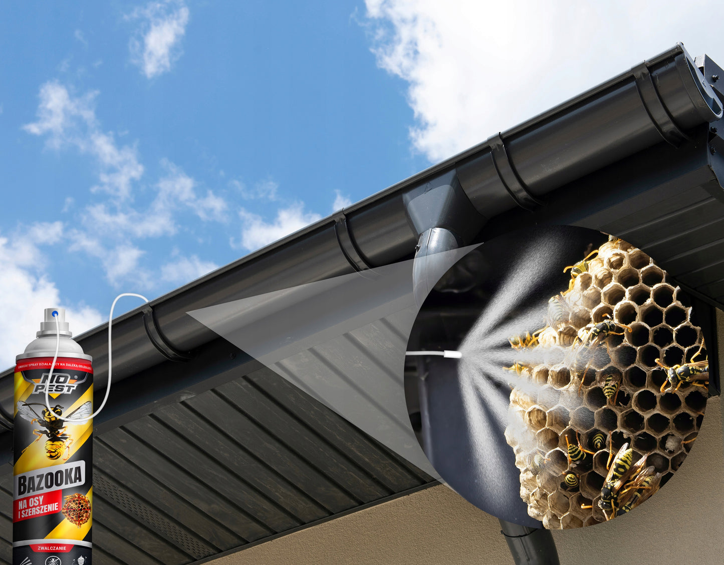 Stiprus purškiamasis preparatas nuo vapsvų ir širšių lizdų BAZOOKA 750ml