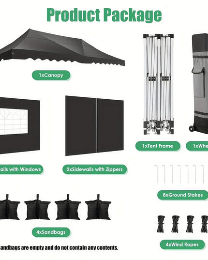 Juoda išsiskleidžianti pavėsinė 3x6 m su šoninėmis sienelėmis – tobula lauko šventėms, vestuvėms ir renginiams