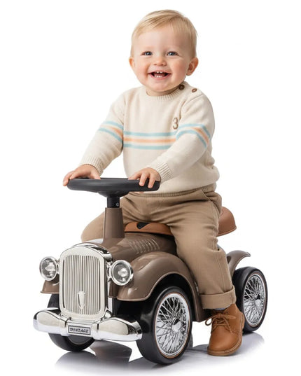 Sun Baby „Retro“ lenktyninio automobilio stiliaus stumdukas-paspirtukas, rudas
