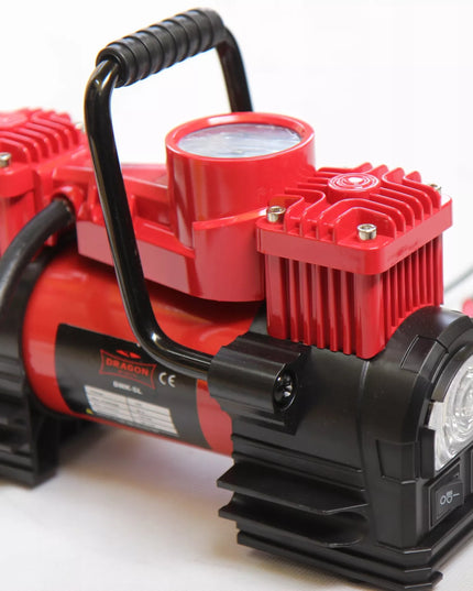 DWUTŁOKOWY KOMPRESOR SAMOCHODOWY DRAGON WINCH DO OPON Sprężarka 12V