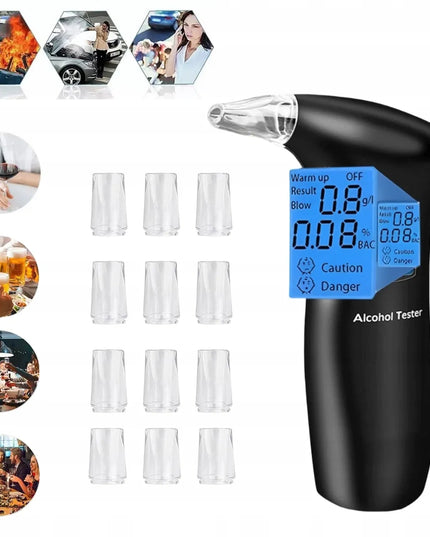 Profesionalus elektroninis LCD alkotesteris su 12 kandiklių, modelis A569A6