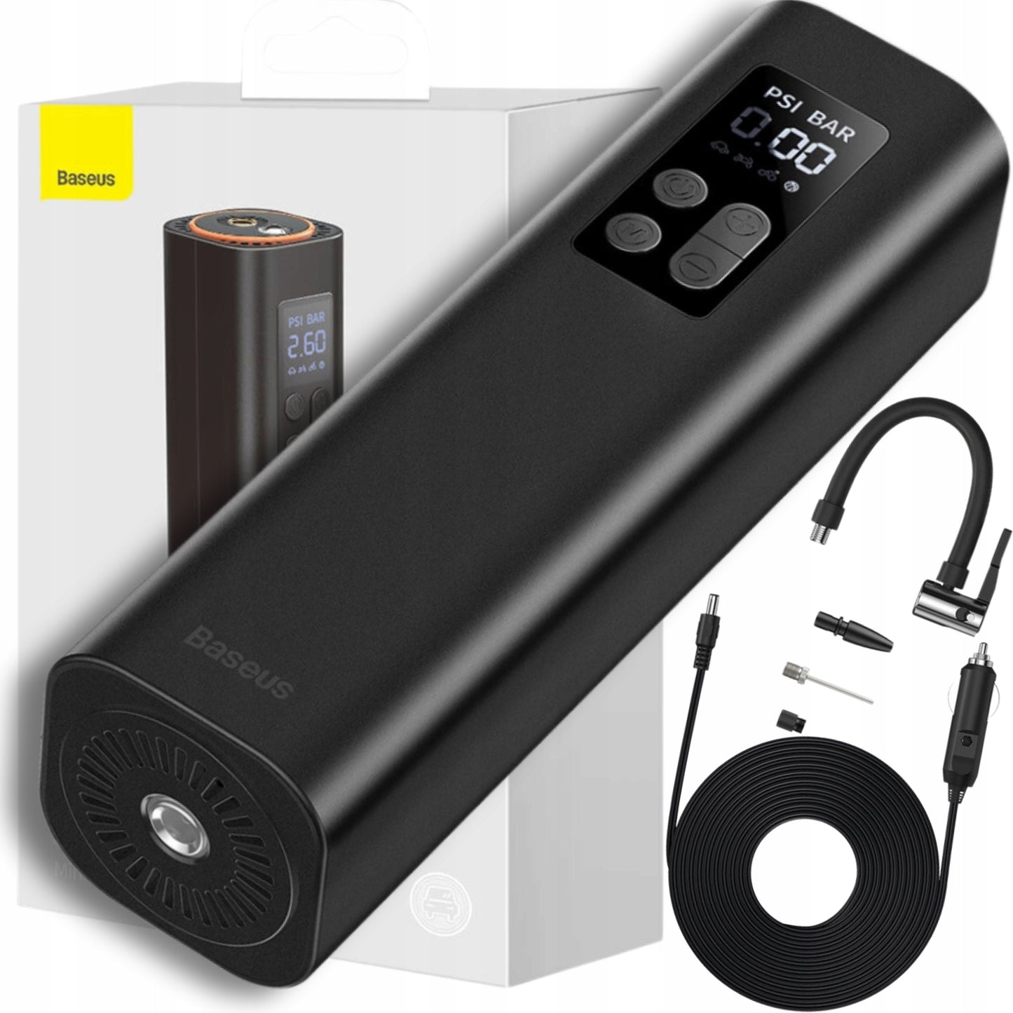 Automobilinis kompresorius 12V, elektrinis siurblys automobilio ir dviračio ratams BASEUS