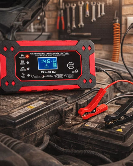 Automatinis 12V 10A BLOW akumuliatoriaus įkroviklis su LCD ekranu ir taisymo funkcija
