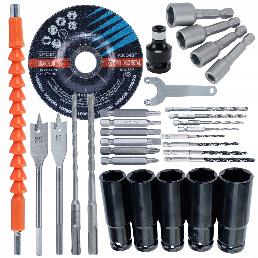 Didelis belaidžių įrankių rinkinys 3 x 4Ah 21V 4in1 Suktukas, Šlifuoklis, Gręžtuvas-atsuktuvas 3 akumuliatoriai