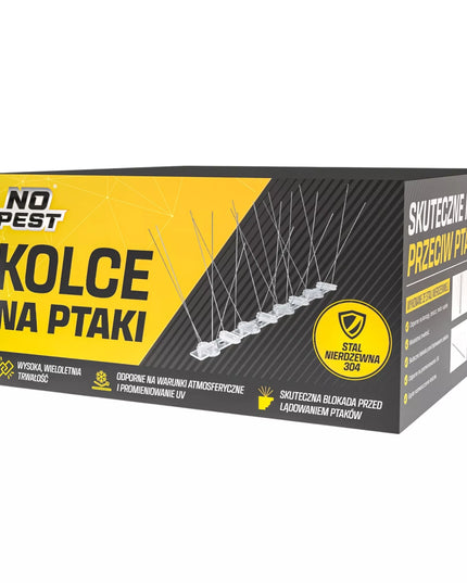Apsauginiai spygliai nuo paukščių No-Pest, balandžių ir kirų atbaidymas, nerūdijančio plieno, tankūs, 50 cm