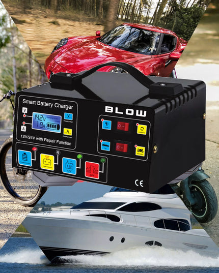 AUTOMATINIS AKUMULIATORIŲ KROVIKLIS SU JŲ TAIISYMO FUNKCIJA 12V 24V
