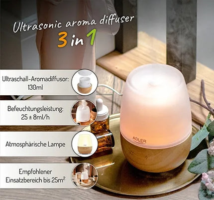 AD 7967 ultragarsinis kvapų difuzorius 3 viename, drėkintuvas, aromaterapija