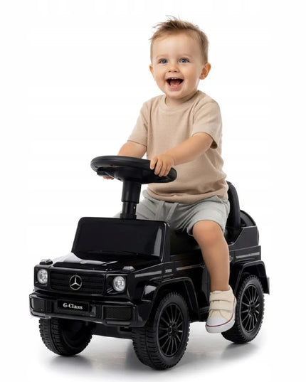 Vaikiškas paspirtukas stumdukas Mercedes Benz G su garsais ir daiktadėže