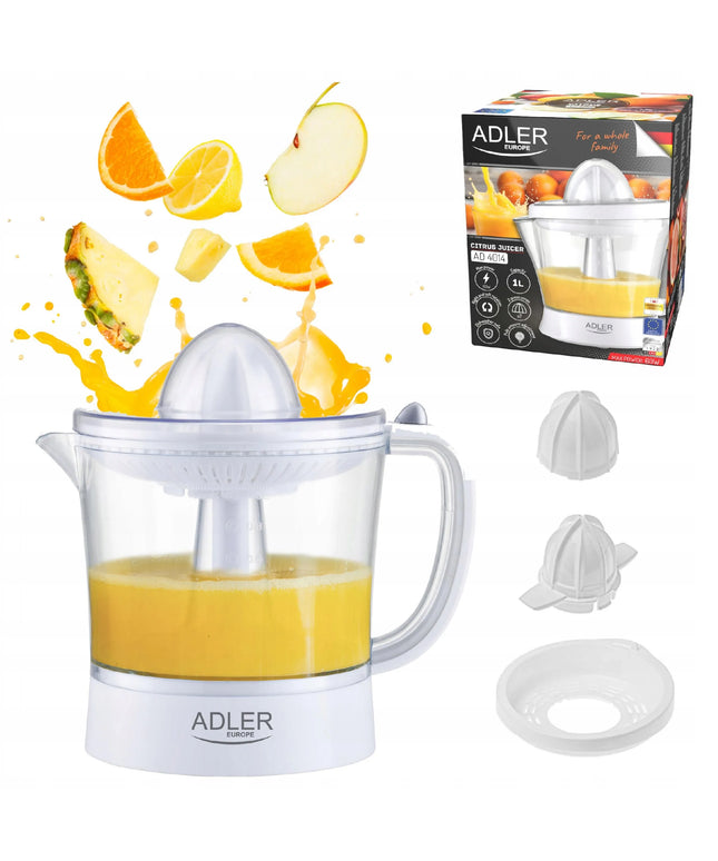 Adler AD 4014 elektrinė citrusinių vaisių spaustuvė, 60W, 1L, minkštimo kontrolė