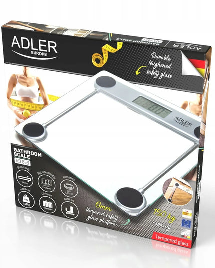 Adler AD 8121 tiksli elektroninė stiklinė vonios svarstyklė iki 150kg LCD