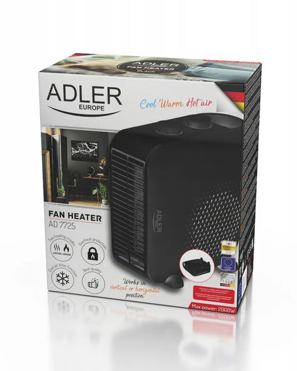 Adler elektrinis ventiliatorinis šildytuvas 2000W 7725B juodas