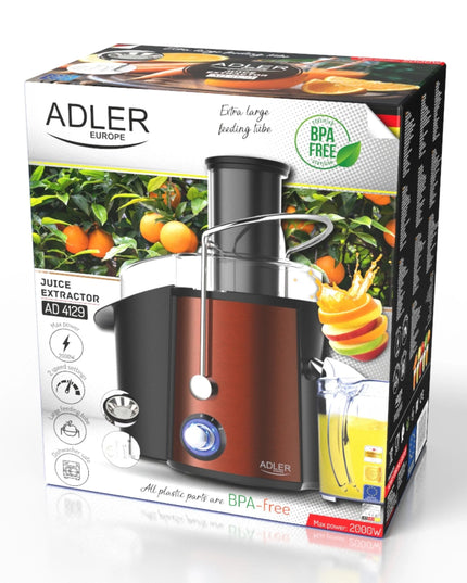 Adler Europe didelio greičio sulčiaspaudė 2000W vaisiams ir daržovėms, plati anga