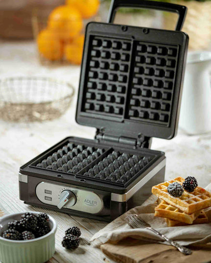 Adler AD 3056 galinga vaflinė 2000W – 2 dideli traškūs vafliai su nelimpančia danga ir temperatūros reguliavimu