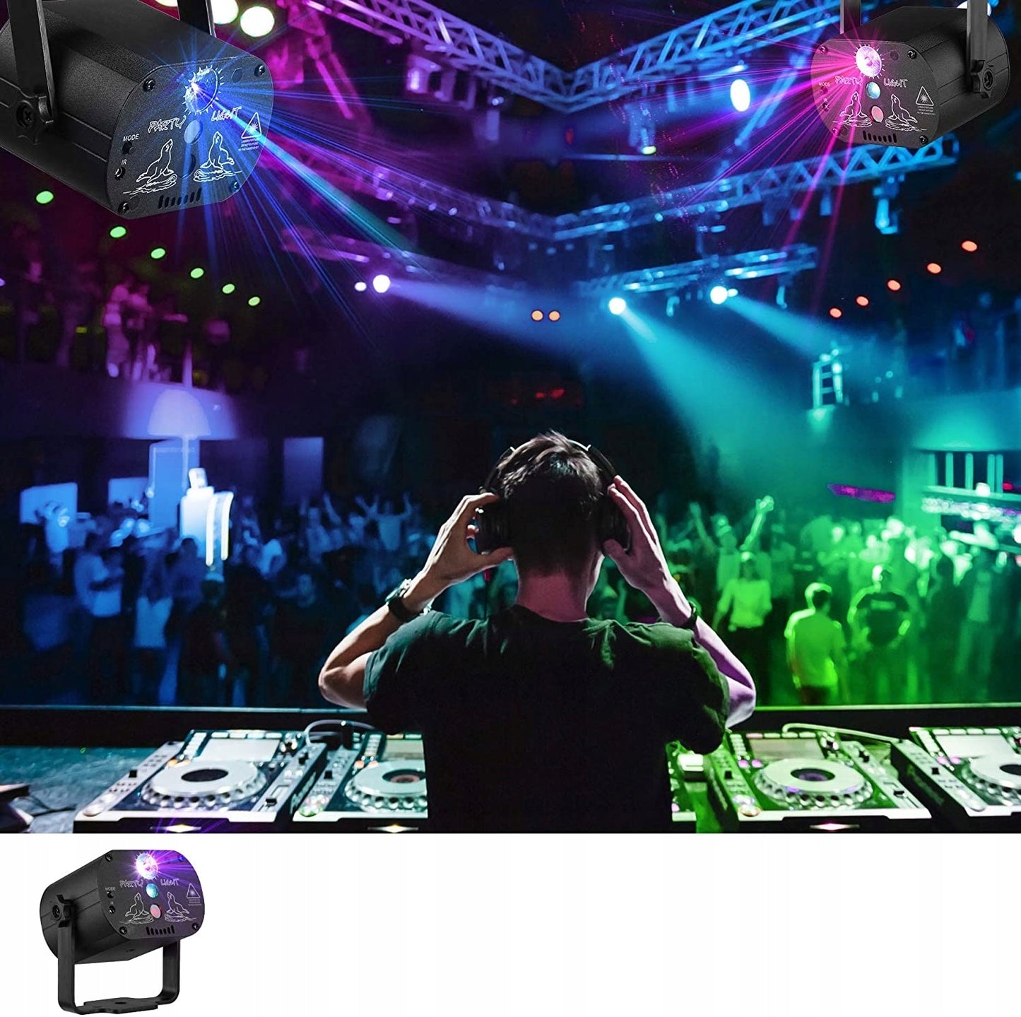 PROJEKTORIUS Disco kamuolys lazeris su pulteliu Muzikinis režimas LED 8 W RGB