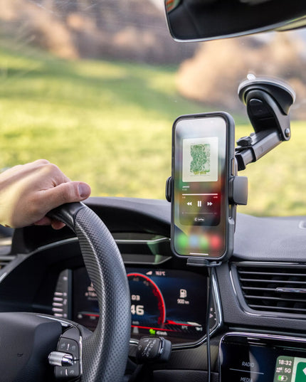 SAMOCHODOWY UCHWYT NA TELEFON Z ŁADOWARKĄ INDUKCYJNĄ NA SZYBĘ