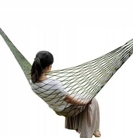 AG233E Sodo virvinis hamakas iš nailono tinklo 200x80 cm – žalias