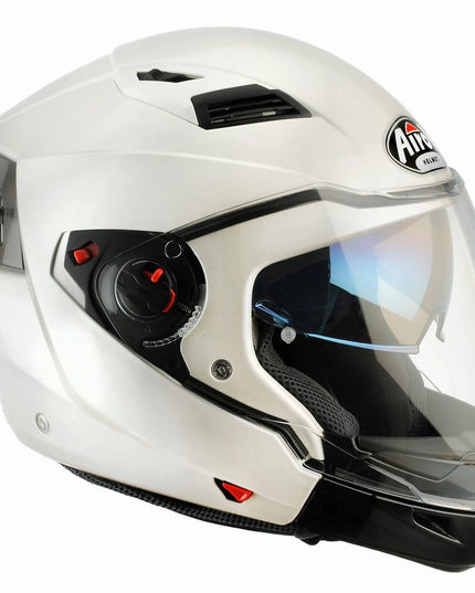 Airoh Executive modulinis atverčiamas motociklininko šalmas – White Gloss