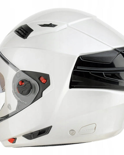 Airoh Executive modulinis atverčiamas motociklininko šalmas – White Gloss