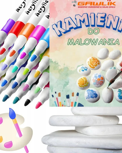 Akmenys tapymui balti dideli plokšti 5–10 cm 5 kg + akrilinis markeris DOVANA