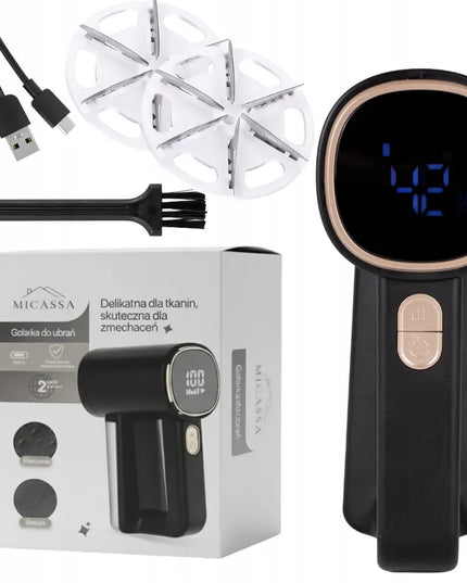 AKUMULATORINIS DRABUŽIŲ SKUTIKLIS Elektrinė mašinėlė megztiniams ir audiniams LCD