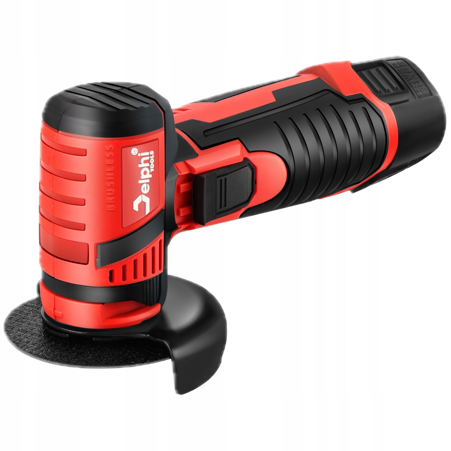 Akumuliatorinė kampinė šlifavimo mašinėlė Delphi Tools MG-01 Brushless 12V su 2 baterijomis, 7 diskais, lagaminu ir priedais