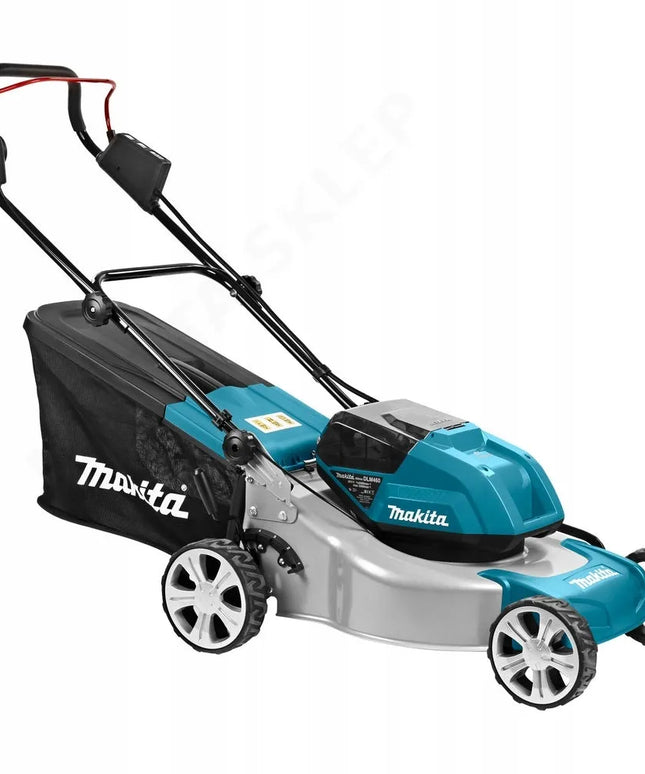 Akumuliatorinė vejapjovė MAKITA DLM460, 46 cm, 60 l, 2x18V, plieninis korpusas